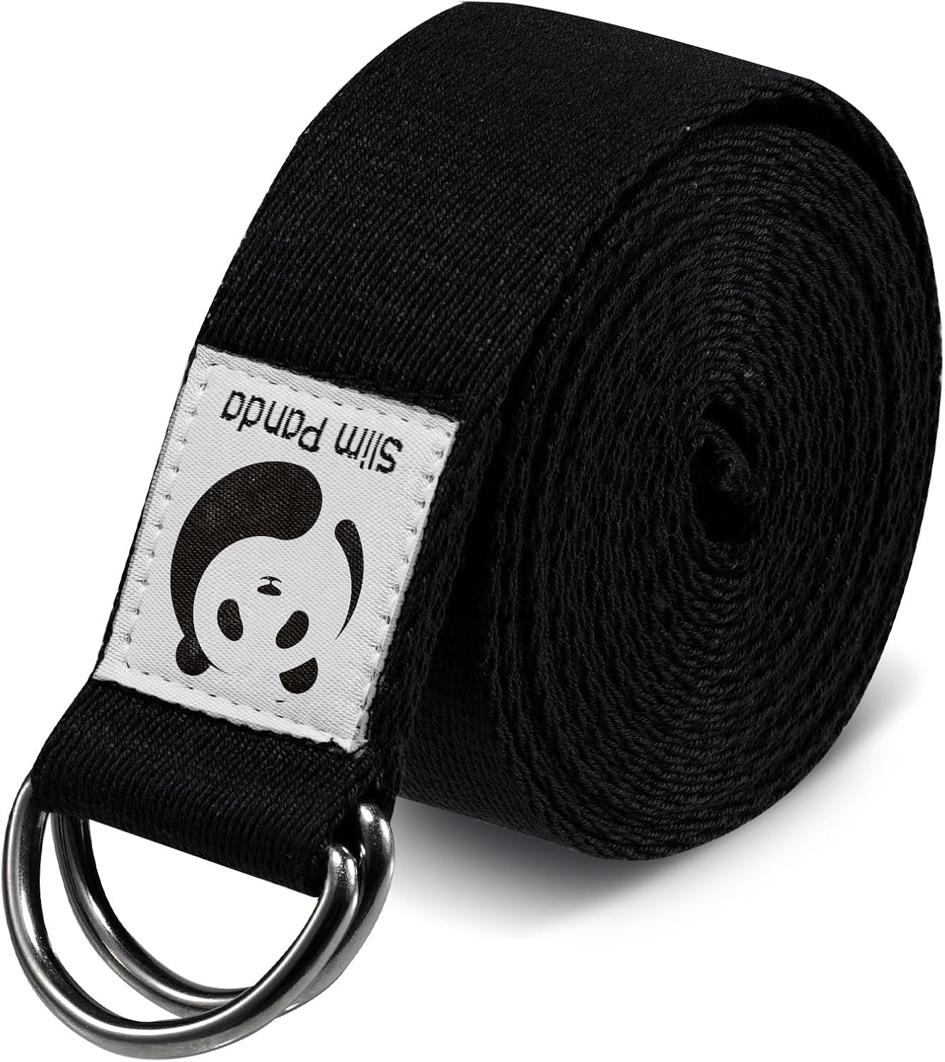 Slim Panda Yoga Strap for Stretching,Cotton Yoga Strap with Adjustable D-Ring Buckle,Non-Elastic Yoga Belt for Pilates,Gym Workouts,Physical Therapy,Improve Flexibility