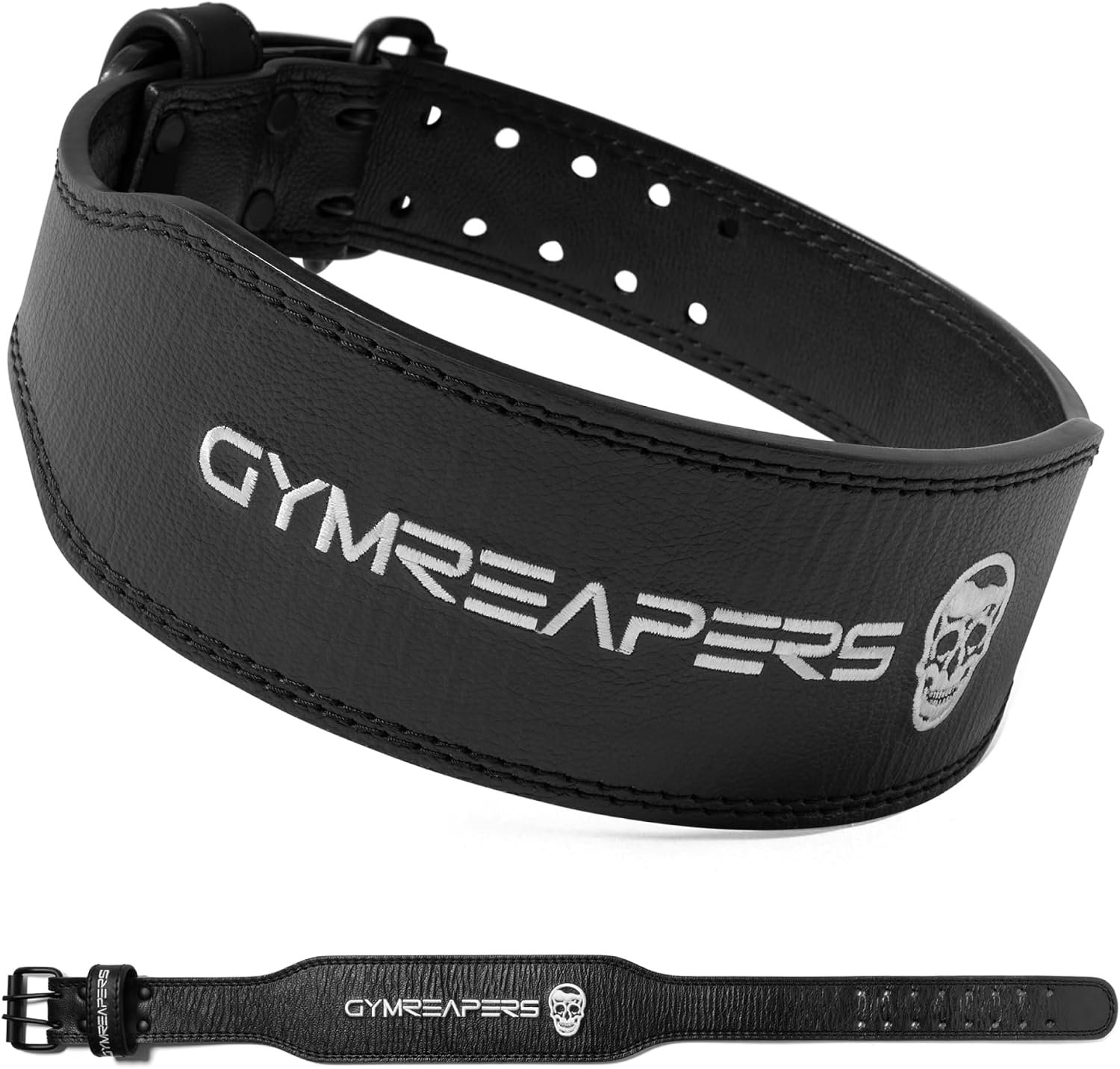 Gymreapers Leather Weightlifting Belt for Bodybuilding, Squatting, Lower Back Support & Back Pain – Real Leather, Adjustable Buckle Sizing – Men Women