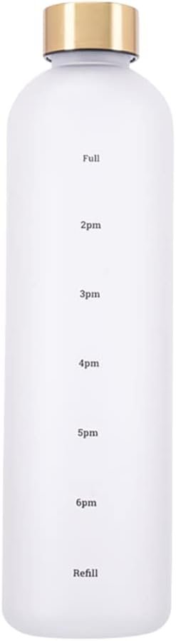 Eforcase Plastic Water Bottle 32 Oz, Slim Water Bottle with Time Marker