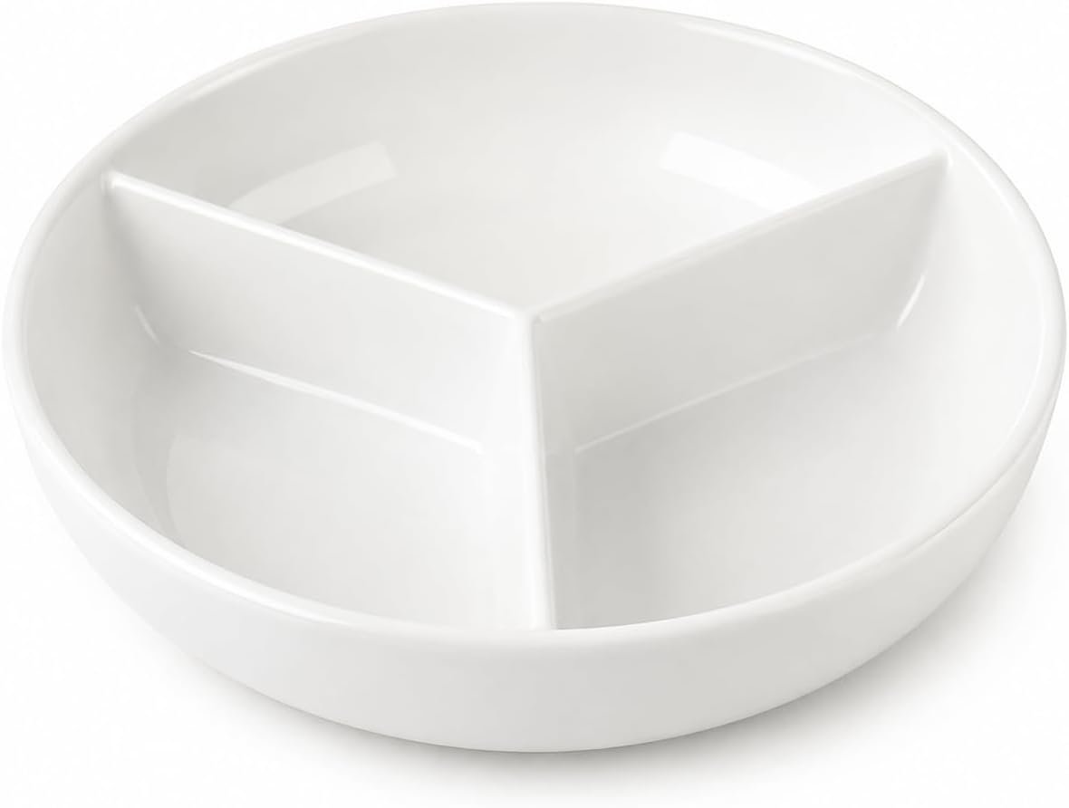 6.7-Inch Ceramic Portion Control Plate, 3 Compartments, 1 Pack