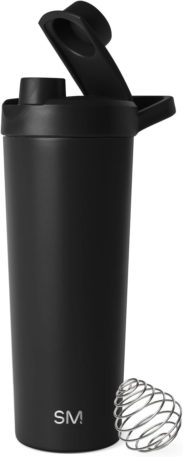 Simple Modern Protein Shaker Bottle, Stainless Steel | 24oz, Black