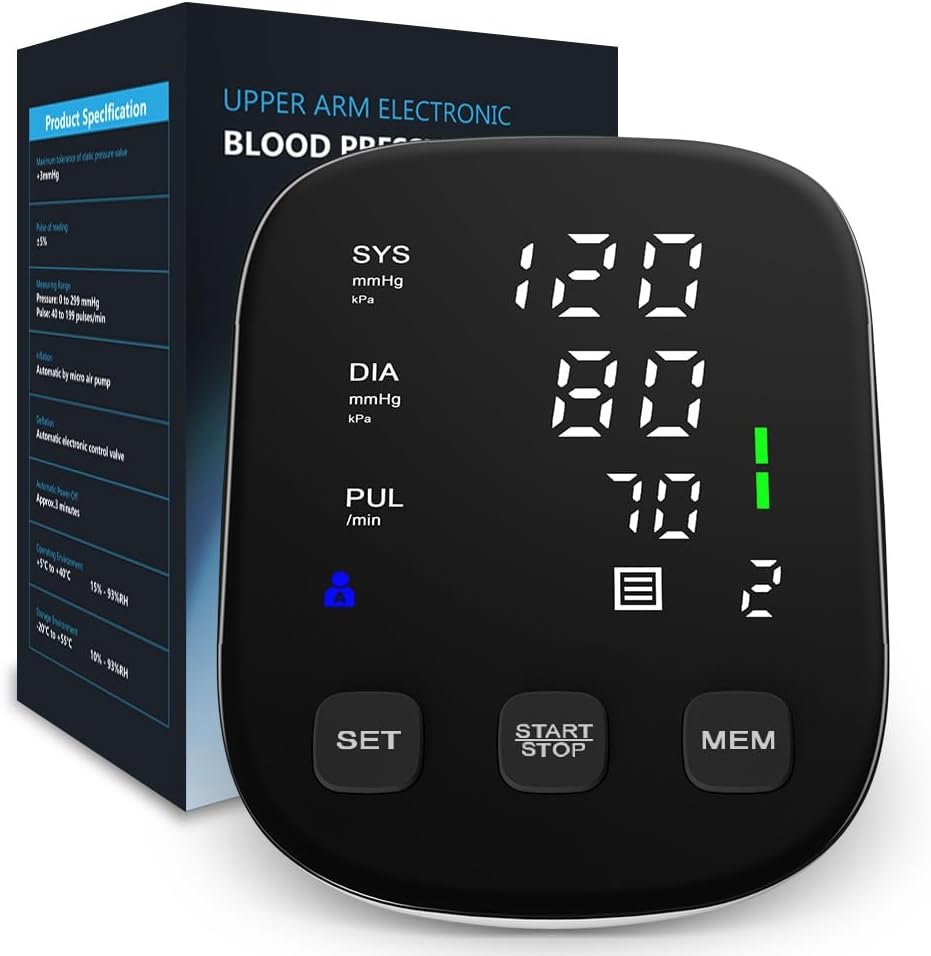 HOLFENRY Upper Arm Blood Pressure Monitor – FDA 510(k) Cleared Class II, Automatic BP Machine for Home Use with 22-42cm BP Cuff Fits Standard to Large Arms, Large LED Display, 2×99 Memory