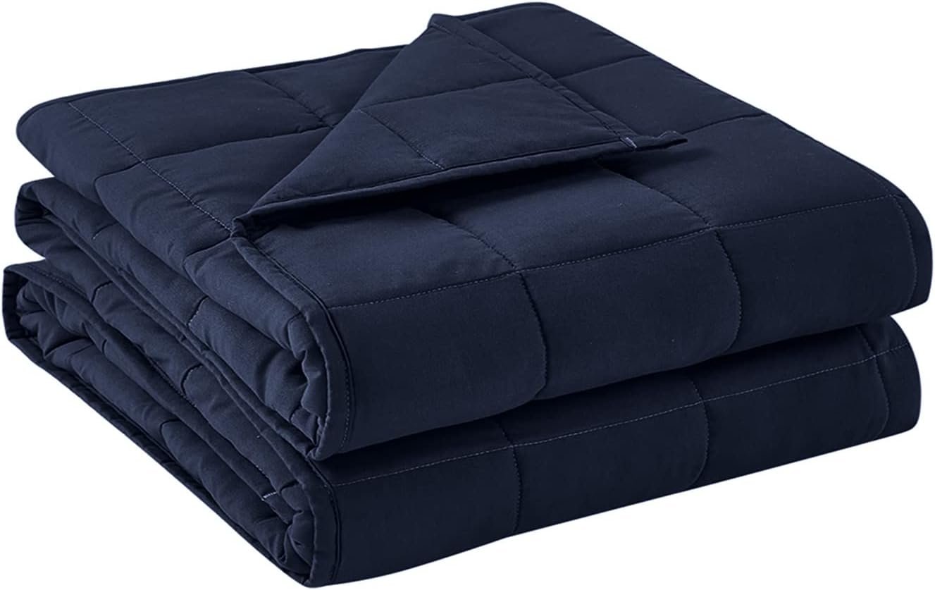BB BLINBLIN Weighted Blanket Heavy Blanket for Cool & Restful Sleep, Premium Soft Material and Glass Beads (Navy Blue, 60”x80” 17lbs), Suit for Adult (~160lb) Use on Queen/King Bed