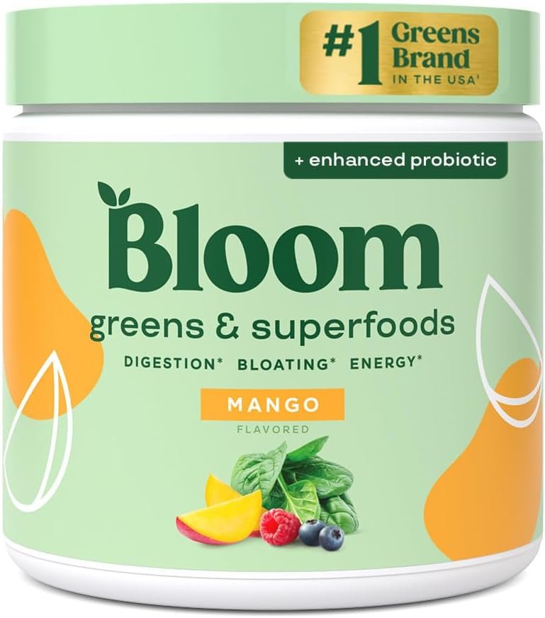 Bloom Nutrition Superfood Greens Powder, Mango, 30 Servings