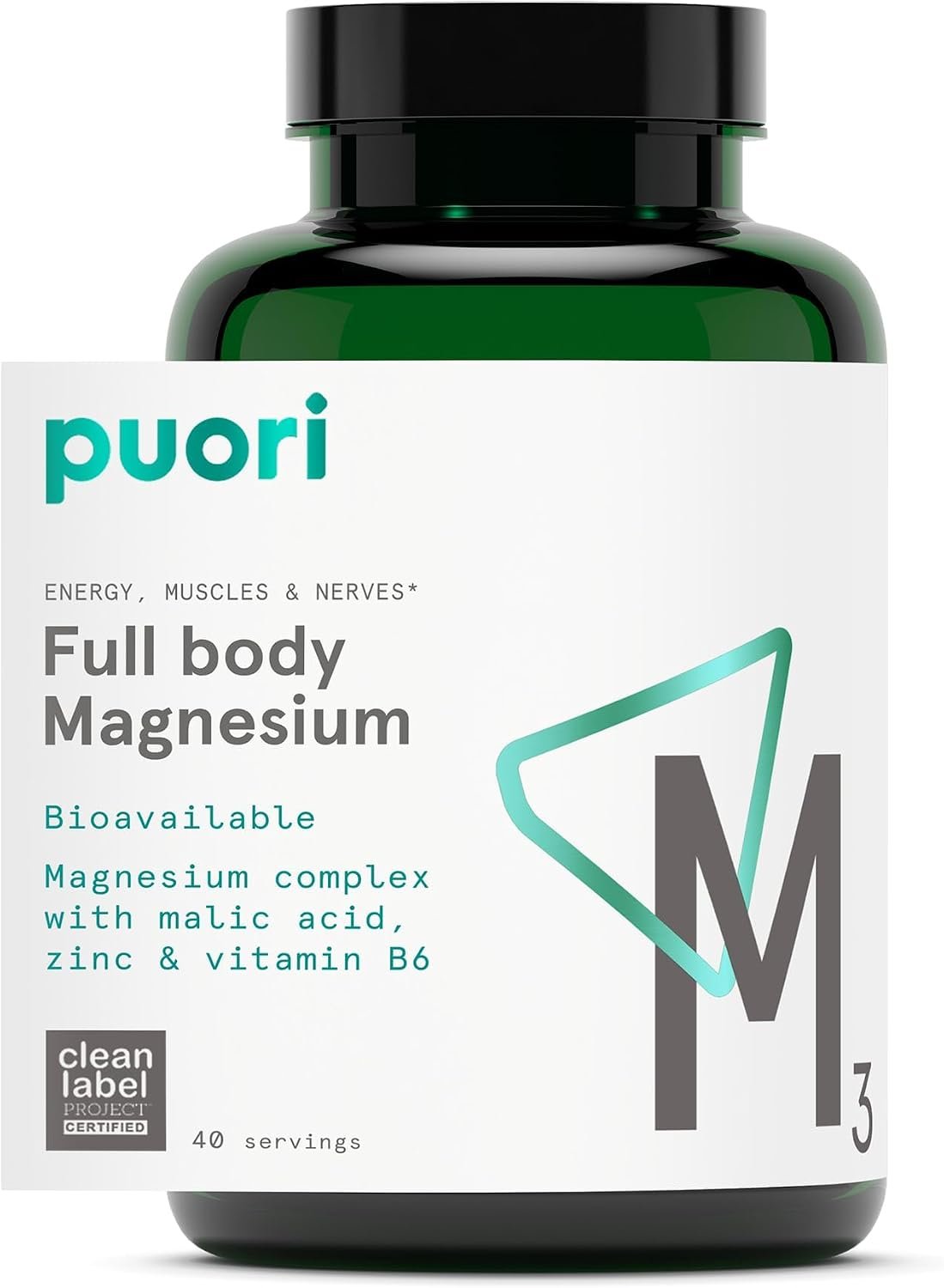 Puori M3, Magnesium Complex Supplement for Men & Women – 120 Vegan Capsules