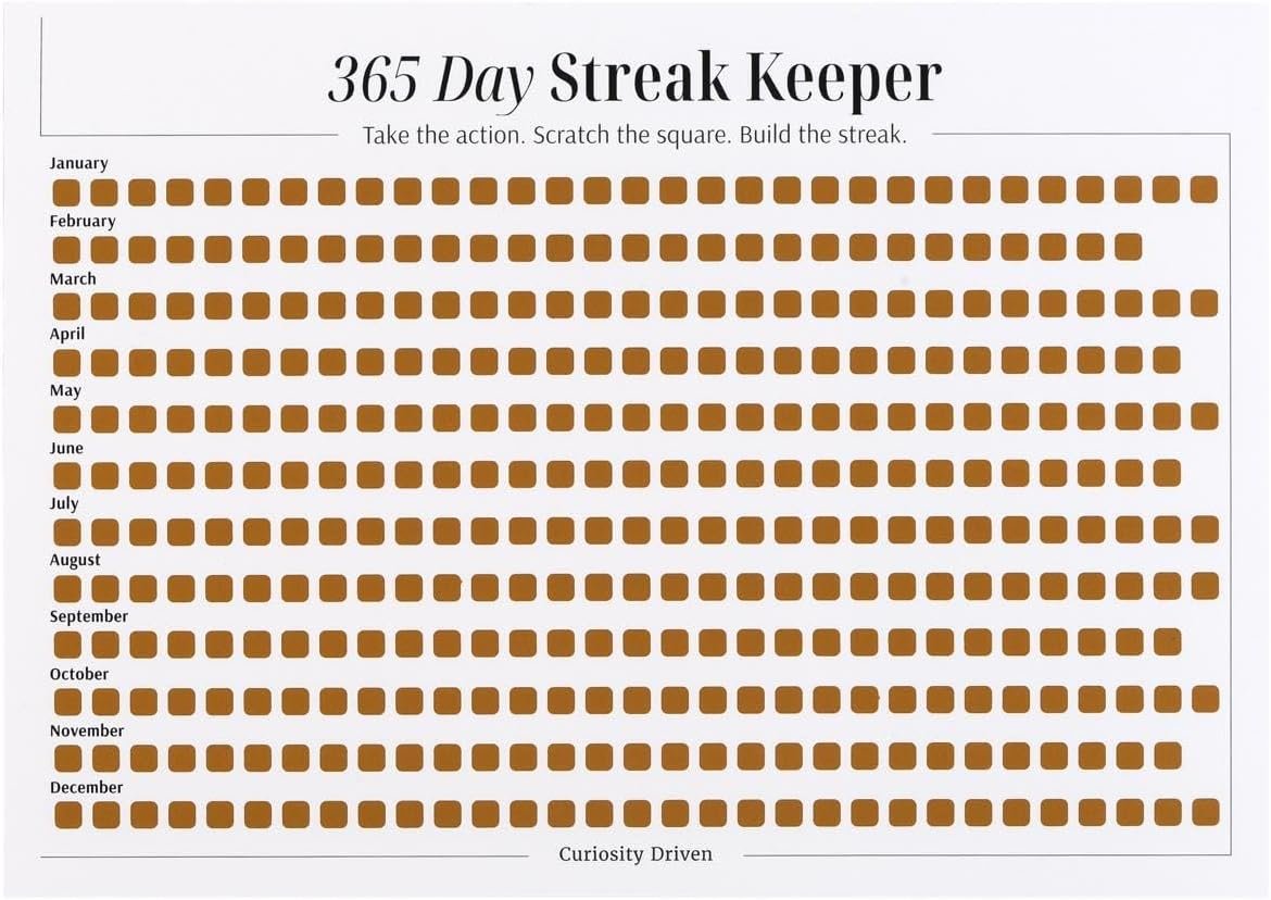 365 Day Scratch Off Habit Tracker (16.5″ x 11.7″) | Daily Streak Keeper & Year-Long Goal Tracker – Visual Progress Chart for Daily Habits, Morning Routines & Productivity