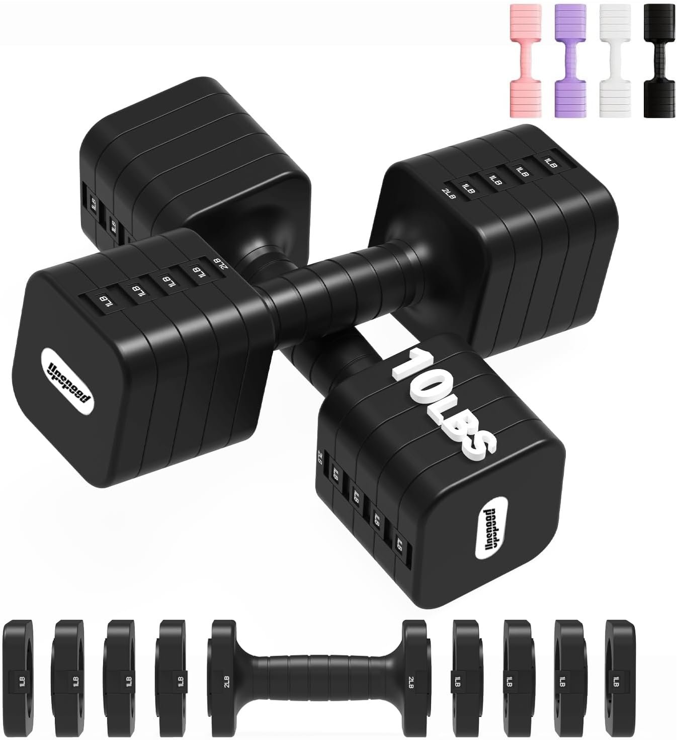 Adjustable Dumbbell Set for Women Men 10 lb Each Hand weights