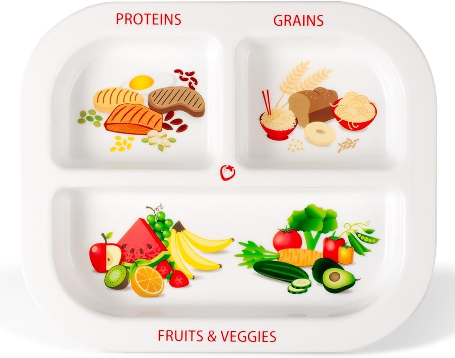 Health Beet MyPlate Portion Control Plate, 8″ x 10″ – Kids Plate with 3 Divided Sections for Protein, Grains & Fruits + Veggies, Dishwasher & Microwave Safe Plates with Dividers, 1 Pack