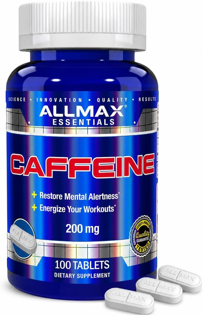 ALLMAX Caffeine Tablets 200 mg, 100 Count
