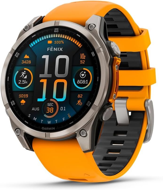 Garmin fēnix® 8, Sapphire, 47mm, Titanium, Spark Orange/Graphite