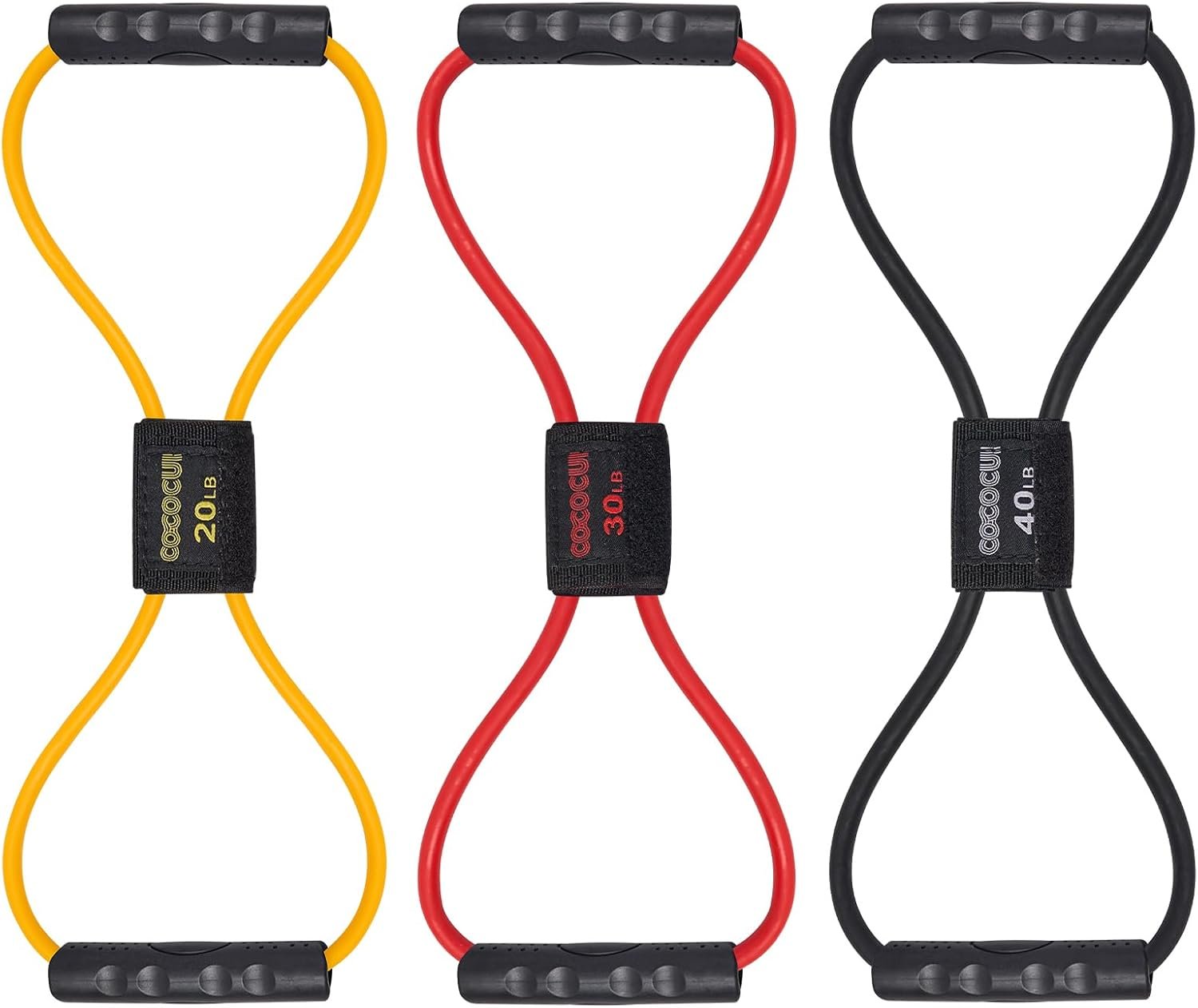 Figure 8 Resistance Bands with Handles for Women Men, Exercise Bands for Back, 8 Shaped Resistance Bands for Arms, Shoulder, Leg Stretching, Physical Therapy, Yoga, Pilates, Home Gym Workout Equipment