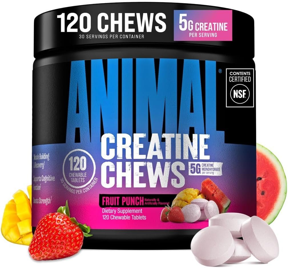 Animal Creatine Monohydrate Chews for Men & Women | Fruit Punch 120 Count