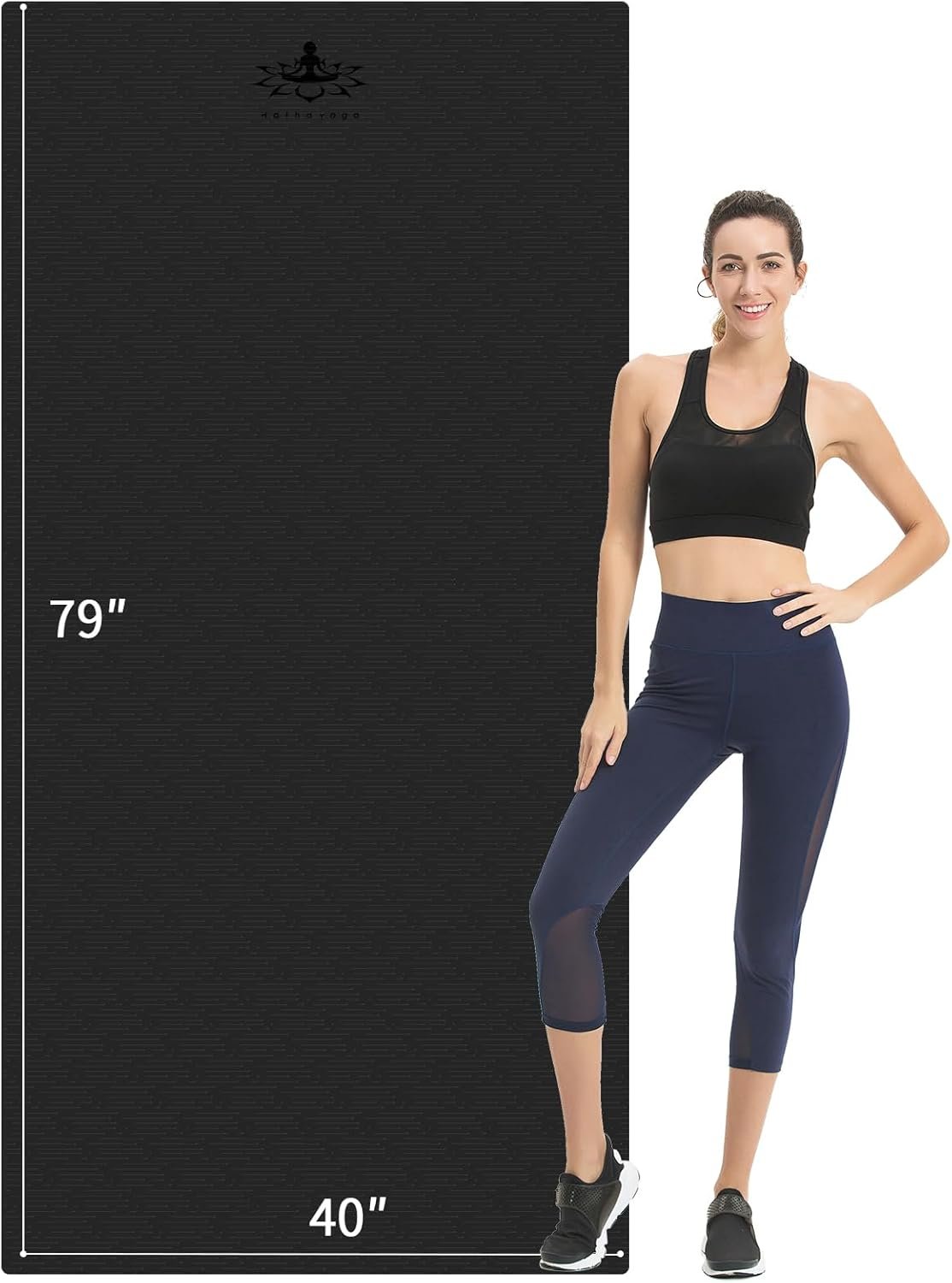 Hatha Yoga Extra Long TPE Yoga Mat 79″ x 40″ x 1/2″ Thick Non-slip Exercise Mat for Home Gym Use, Yoga, Pilates, Fitness & Workouts