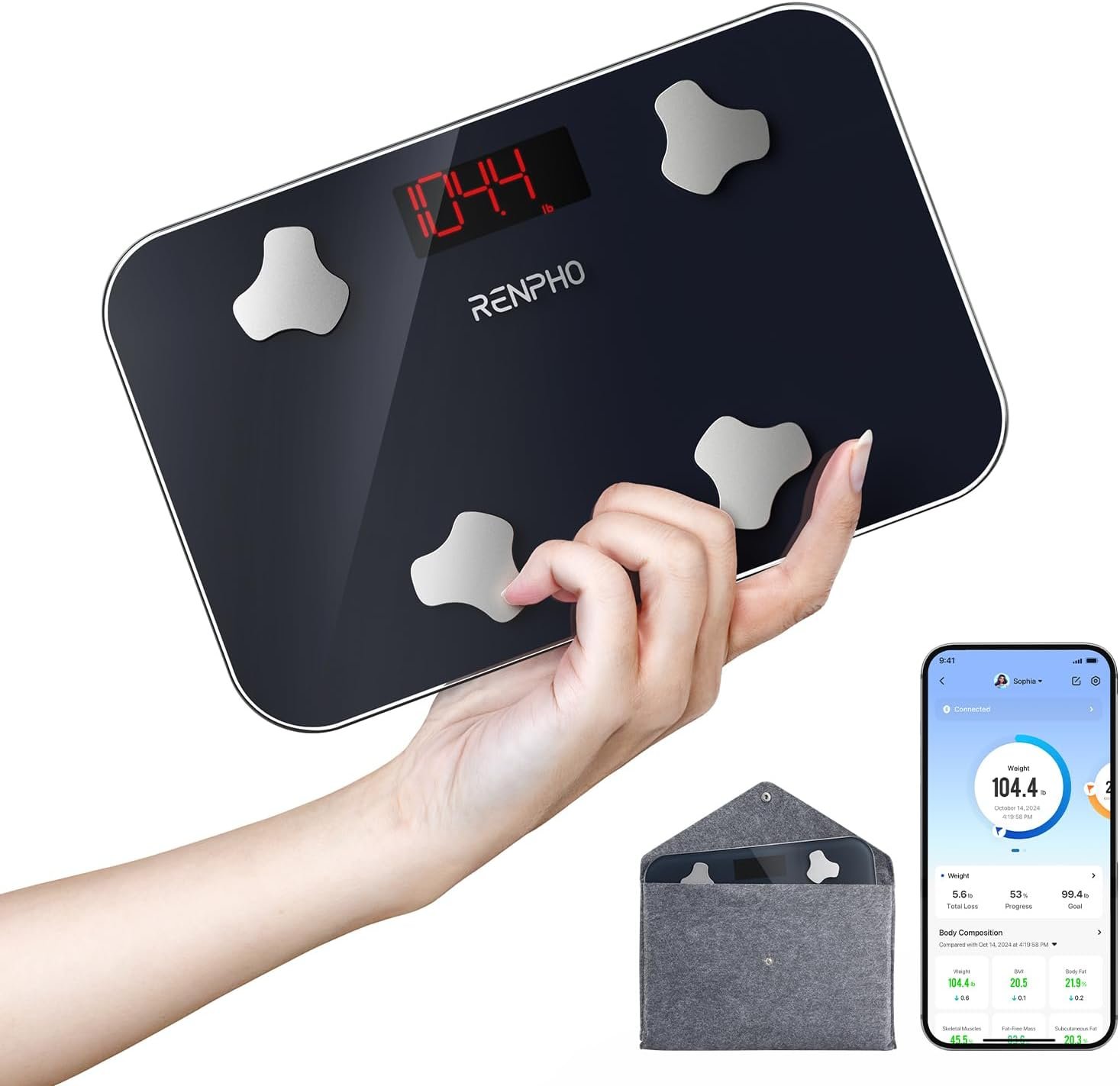 RENPHO Elis Go Travel Smart Scale with BMI, Body Fat, Muscle Mass