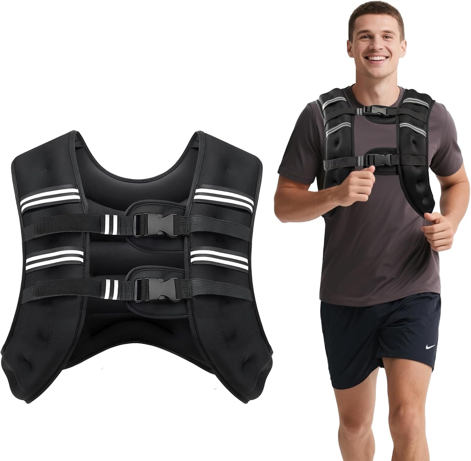 Ragebby Weighted Vest, 6lb/8lb/12lb/16lb/20lb/30lb for Men, Women with Reflective Stripe, Weight Vests Adjustable for Workout, Strength Training, Running, Fitness, Muscle Building, Weight Loss clearance