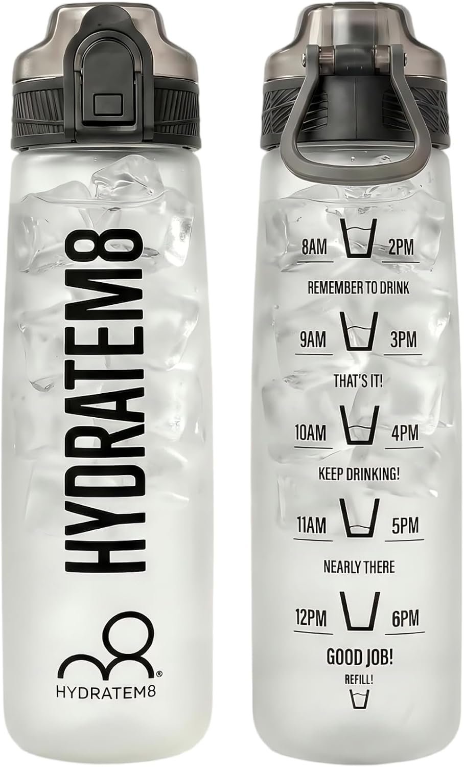 HYDRATEM8 Motivational Water Bottle with Time Marker for Daily Water Intake