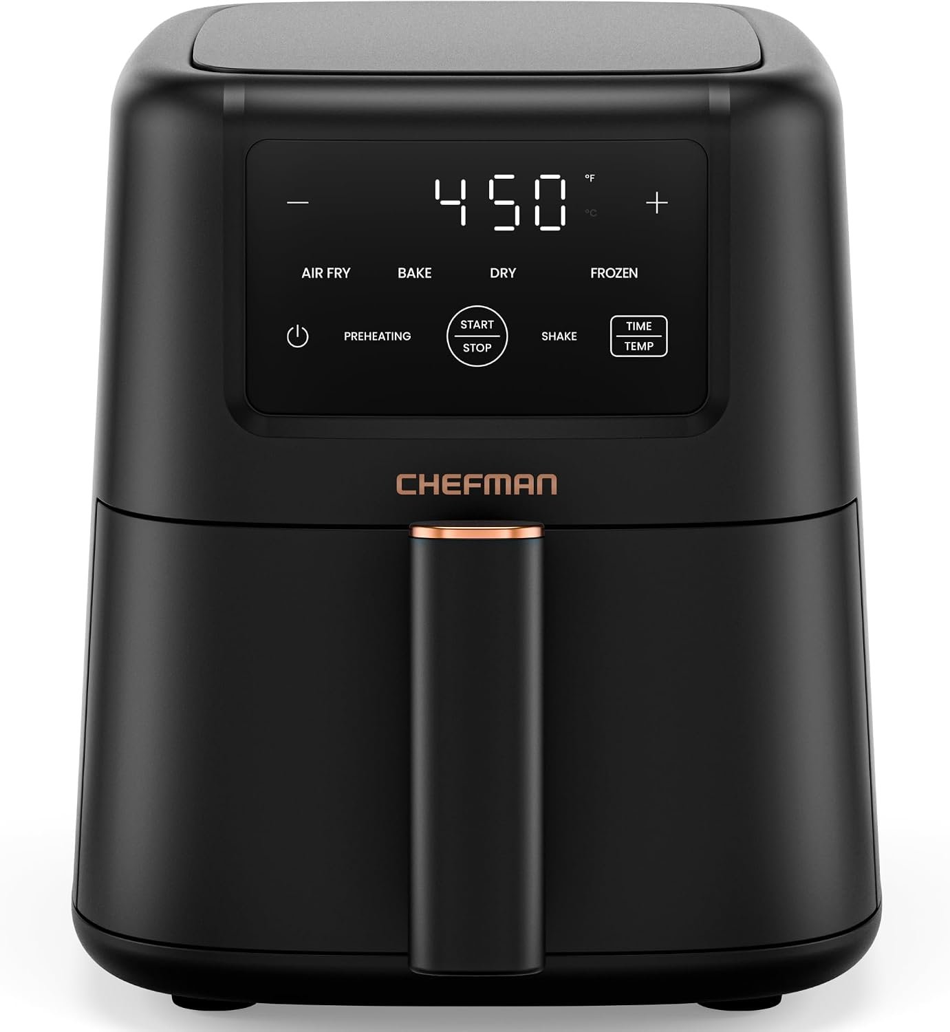 Chefman Compact Air Fryer 3.5 QT – Slim Design Fits Small Kitchens, 4-in-1 Air Fry, Bake, Dehydrate, Frozen, 450°F Max Temp, Narrow Footprint Saves Counter Space, Nonstick Ceramic, Dishwasher-Safe