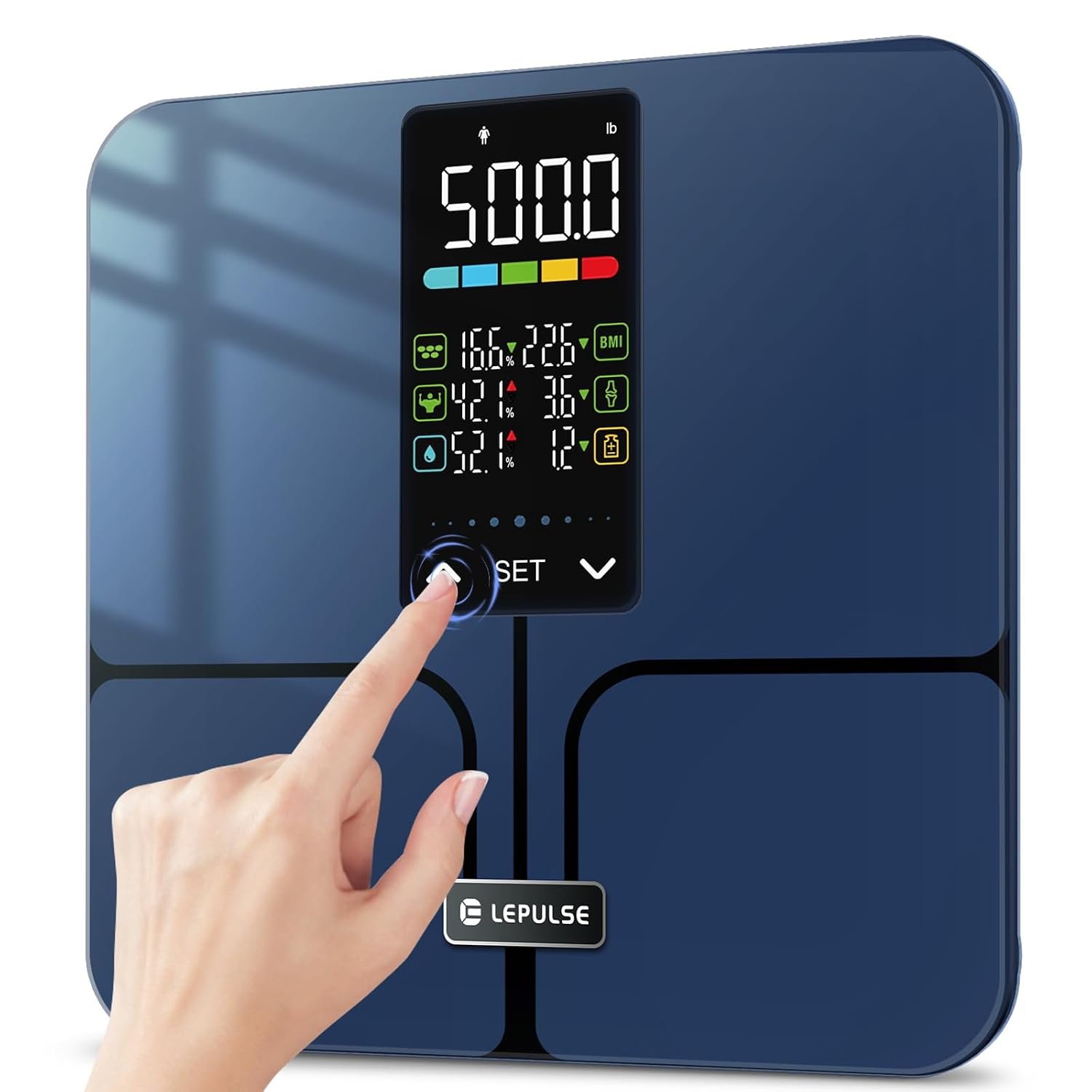 Lepulse No APP Body Fat Scale, 500lb Smart Bathroom Scale for Body Weight