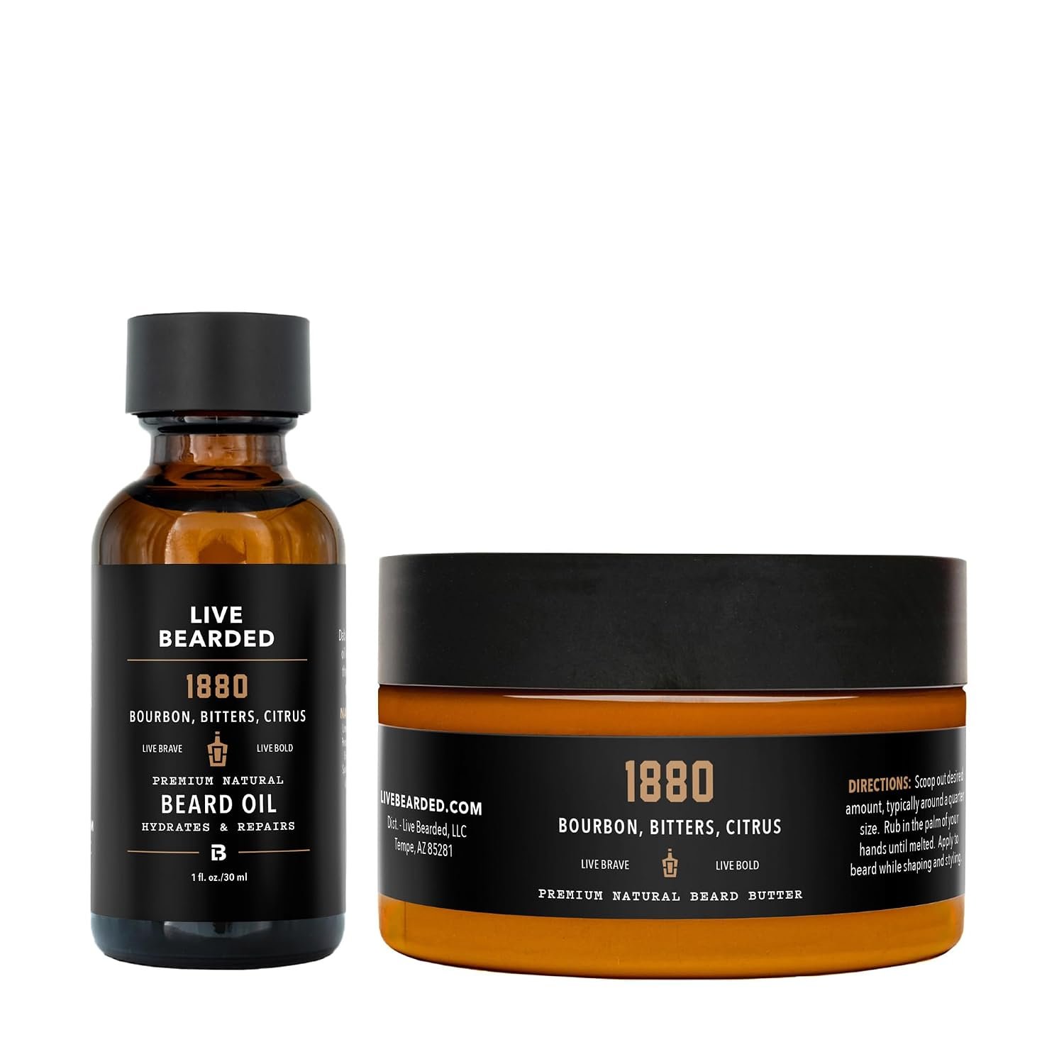 Live Bearded® Beard Oil & Butter Grooming Kit, 1880 Scent