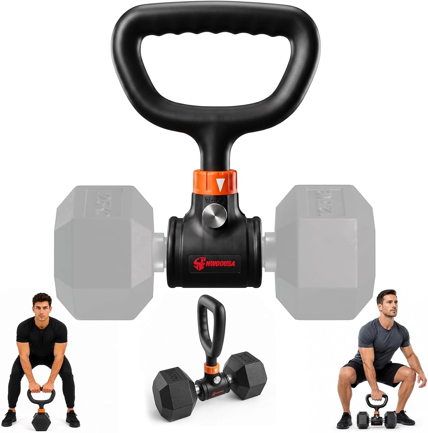 Dumbbell to Kettlebell Converter, 90° Rotating Handle, Dual Lock