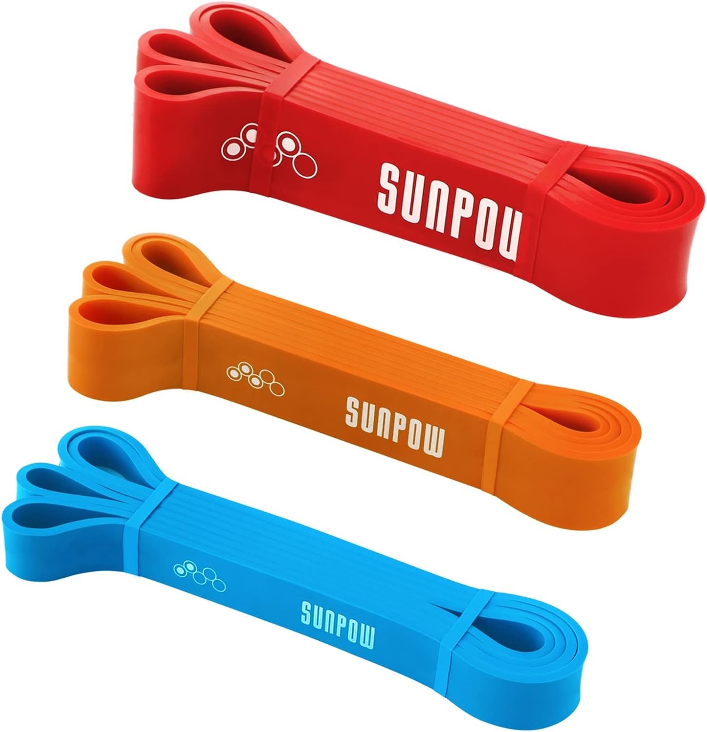 SUNPOW Pull Up Assistance Bands Set of 5 Resistance Heavy Duty Workout Exercise Stretch Fitness Bands Assist Set for Body, Instruction Guide and Carry Bag Included