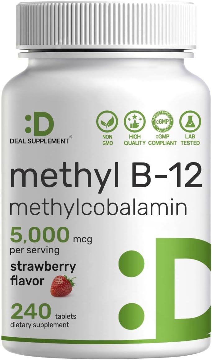 DEAL SUPPLEMENT Methyl B-12 Vitamins 5000 mcg Per Serving, 240 Tablets