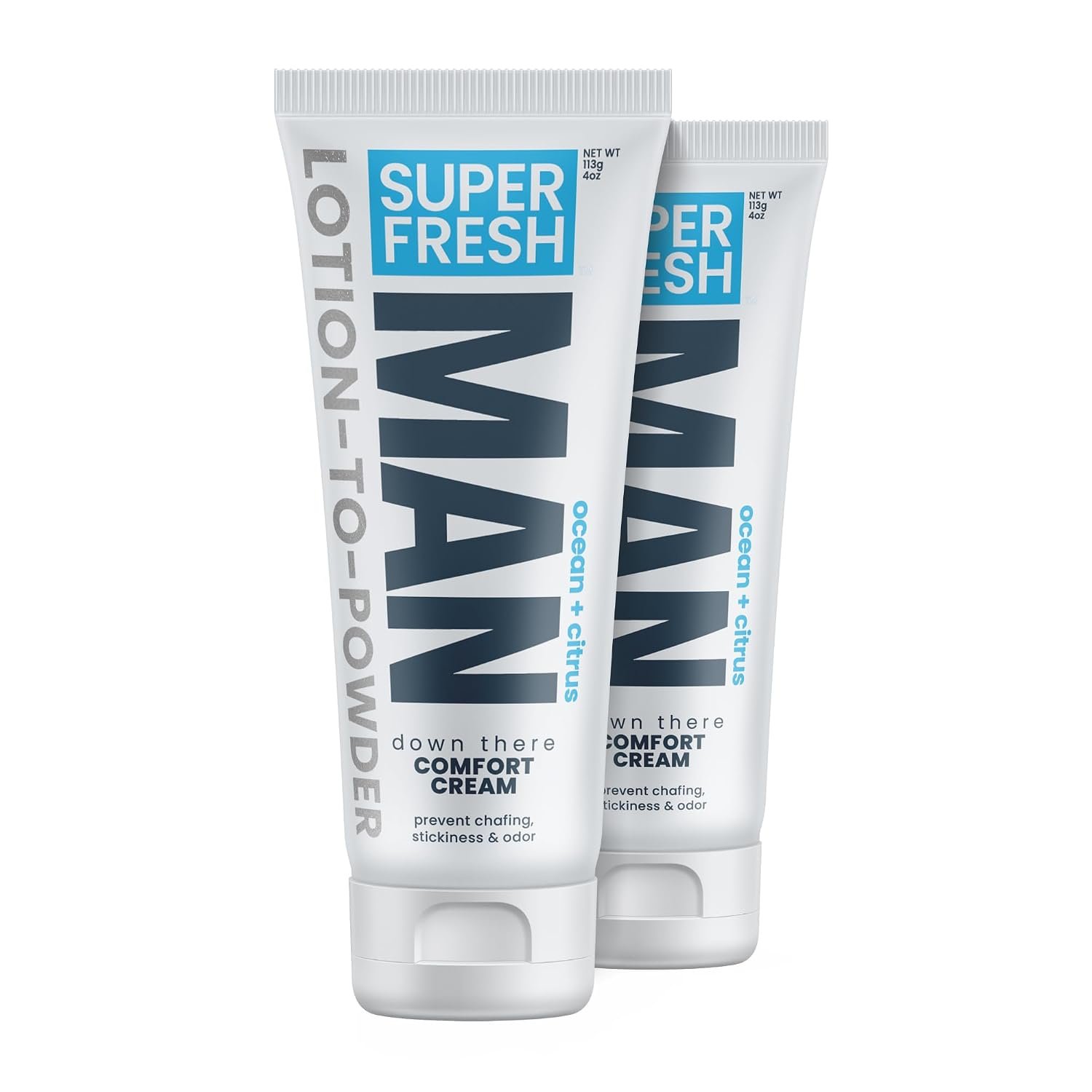 Super & Fresh Co. Ball Deodorant Powder for Men, Ocean Citrus, 4oz 2-Pack