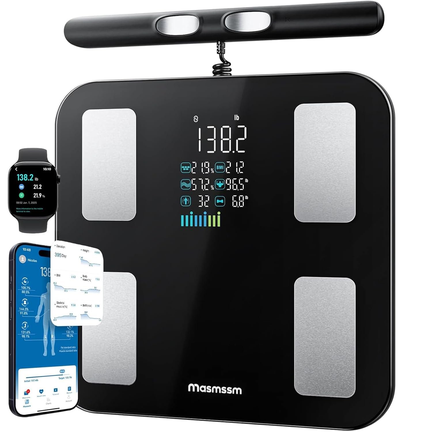 Smart Scale for Body Weight, 8-Electrode BIA Body Fat Scale, 28 Metrics