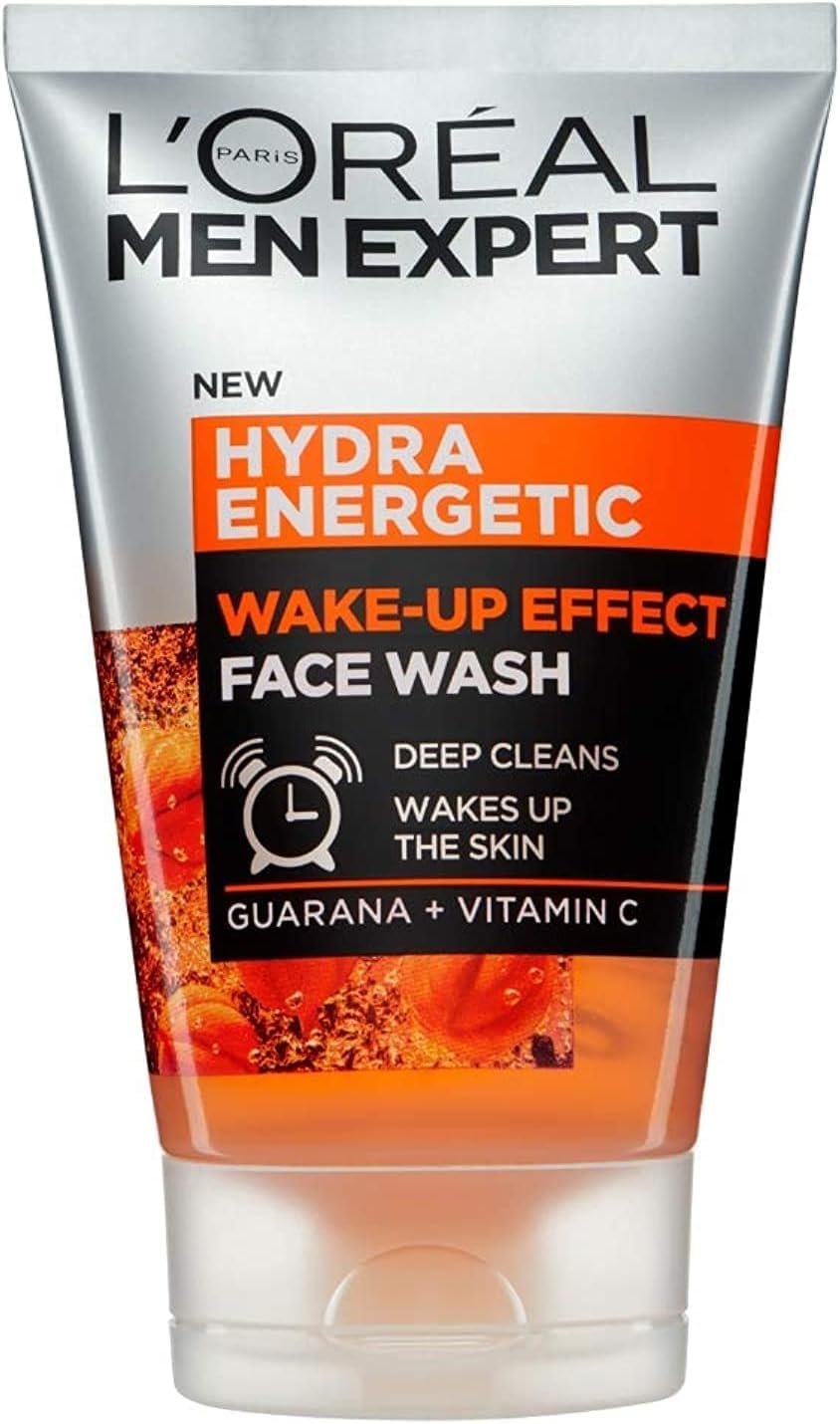 L’Oréal Paris Men Expert Wake-up Effect Face Wash 100ml, Hydra Energetic Face Wash With Vitamin C*, for Dull and Tired-Looking Skin, Cleanses Pores and Energises Skin