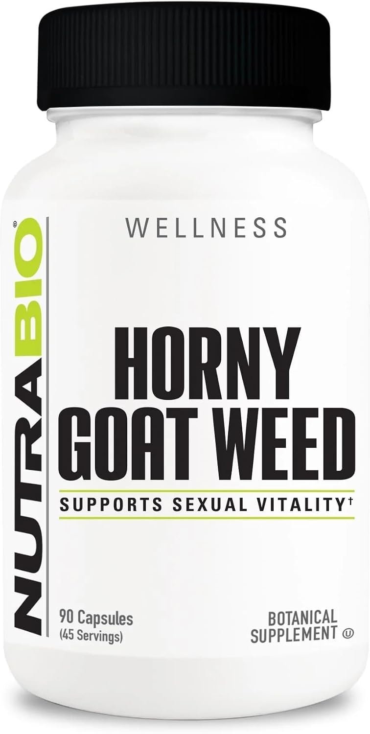 NutraBio Horny Goat Weed Extract Supplement, 500mg, 90 Capsules