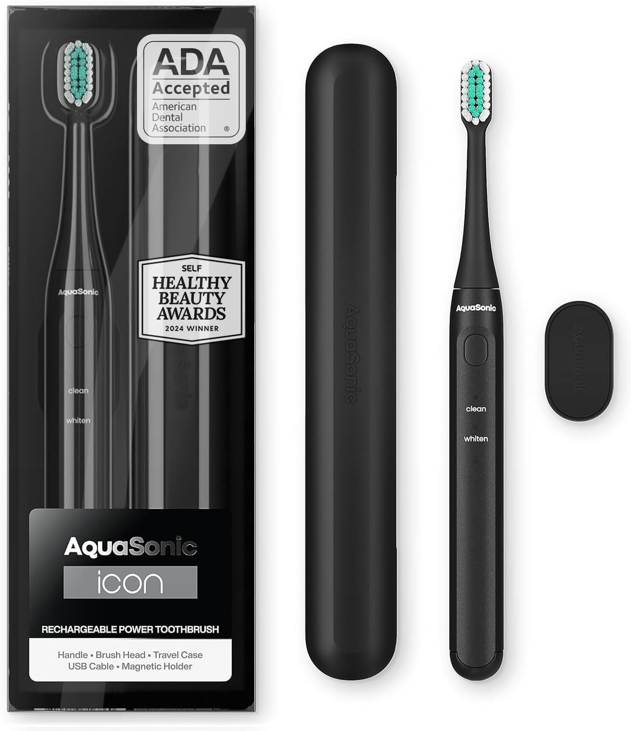 Aquasonic Icon Micro-Vibrating Manual Toothbrush – ADA-Accepted – Onyx