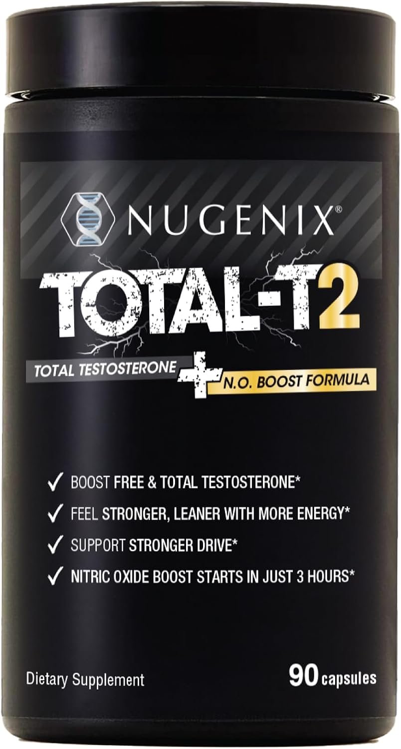 Nugenix Total-T2 Testosterone Booster & Nitric Oxide Booster for Men, 90ct