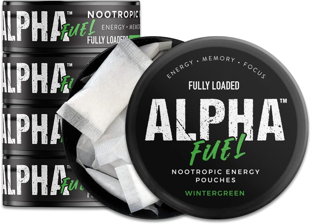 Fully Loaded Alpha Fuel Nootropic Pouches (Wintergreen Fuel) – Nootropic Energy Pouches with Caffeine, Alpha GPC, Tyrosine, Taurine, Guarana and More