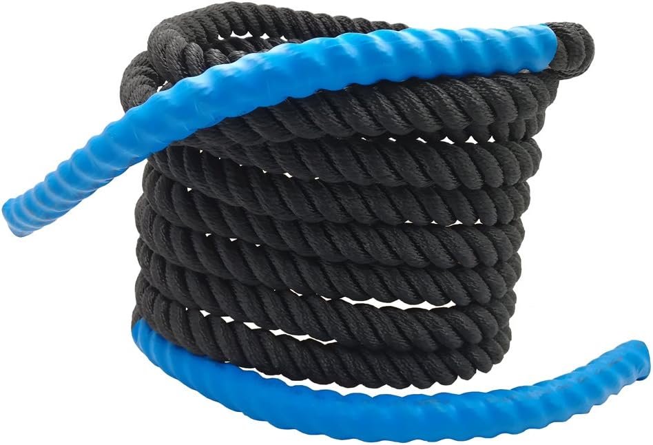 Aoneky 25ft Battle Rope, 7/8″ Diameter Nylon Training Rope with Rubber Handles, for Home Gym Fitness Workout, Beginner & Youth Exercise Equipment