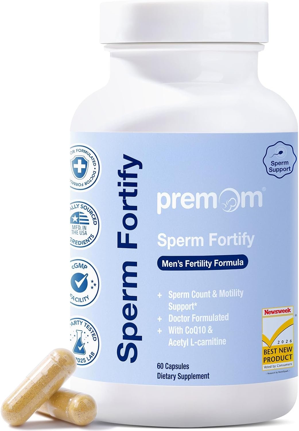 Premom Sperm Fortify, Male Fertility Supplements with KSM-66 Ashwagandha