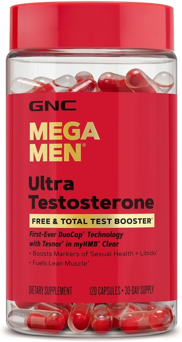 GNC Mega Men Ultra Testosterone, Free & Total Test Booster, 120 Count