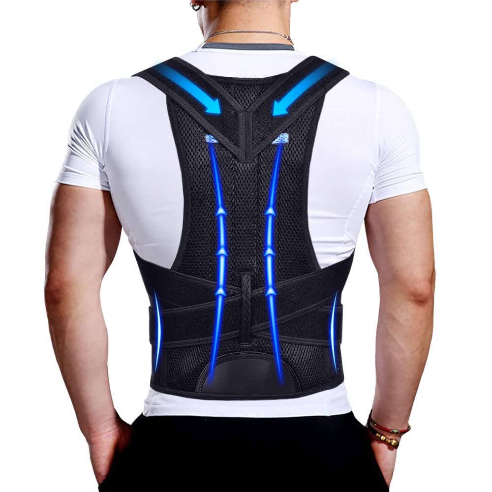 Upgraded Posture Corrector Back Brace for Men and Women, New Version Lumbar Support for Posture Improving and Pain Relief, Full Back Support for Neck, Shoulder, Waist Pain, M