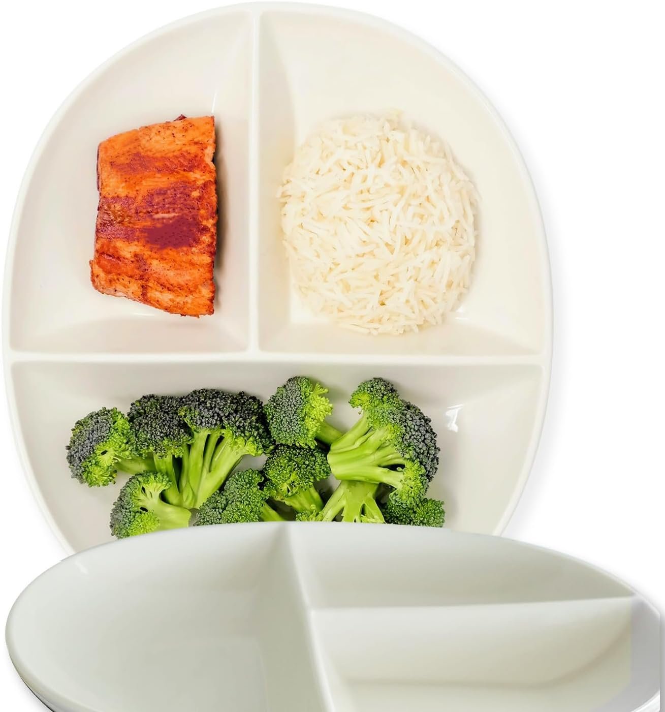 Uba Portion Control Plate (PORCELAIN) for Adults for Healthy Diet (White, 2)