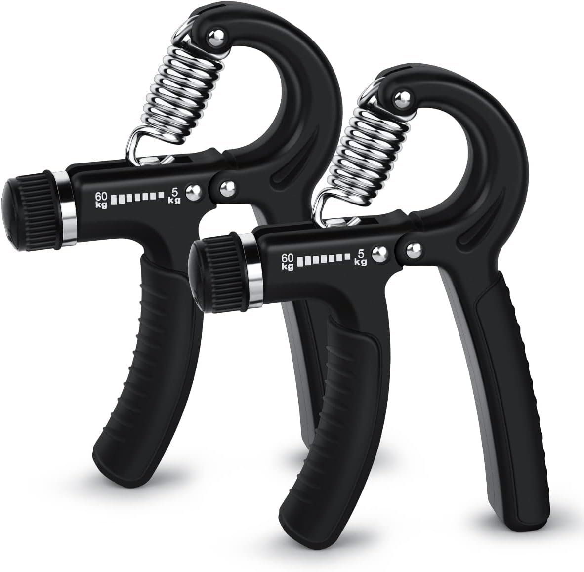 2 Pcs Hand Grip Strengthener Exerciser Hand Workout Squeezer, Adjustable Resistance 11-132 lbs Forearm Exerciser (5-60kg), Finger Stretcher for Home Gym Athlete Muscle Building and Hand Rehabilitation Exercising (Black)