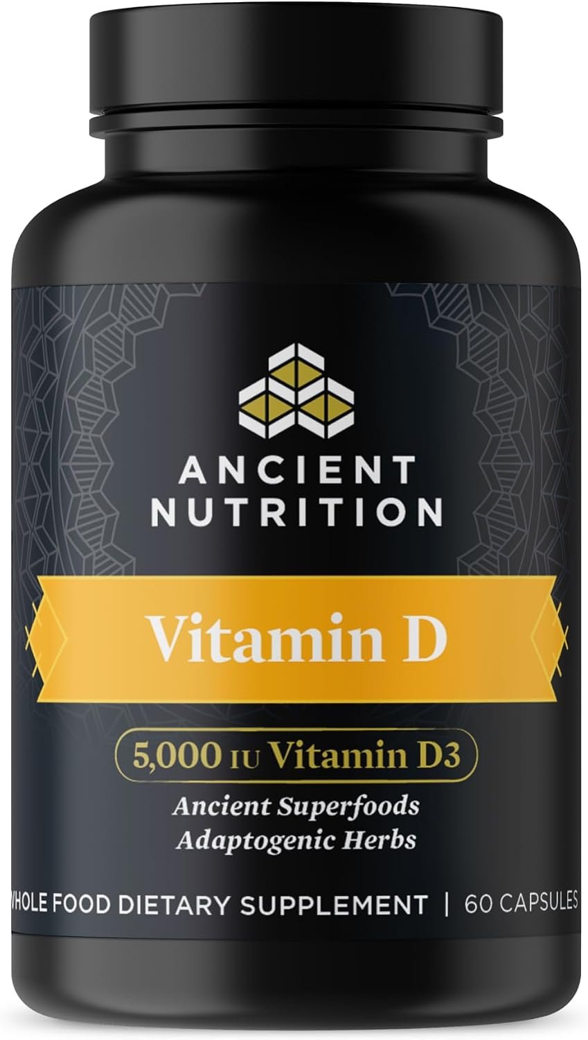 Ancient Nutrition Vitamin D, 5,000 IU Vitamin D3 + K2 for Immune Support
