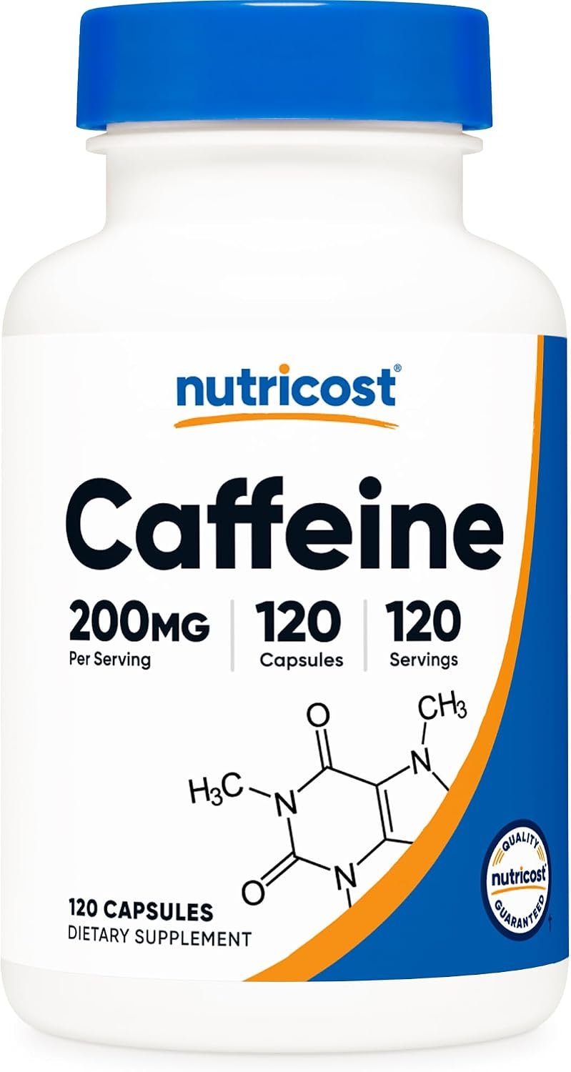 Nutricost Caffeine Pills 200mg, 120 Capsules – Gluten Free, Non-GMO