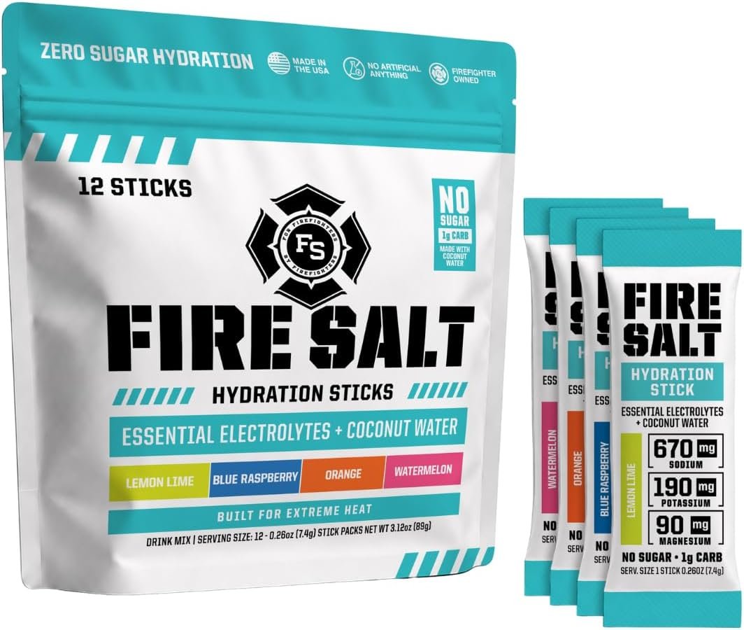 Fire Salt 4 Flavor Starter Kit Hydration Sticks, Zero Sugar, 12 Count