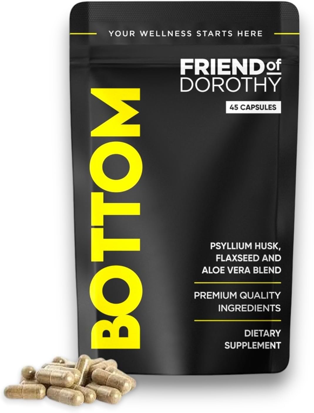 Bottom, Fibre Capsules, Psyllium & Aloe, 45 Capsules
