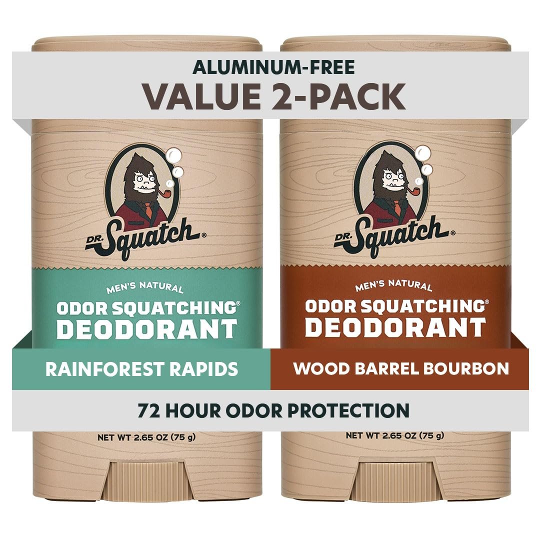 Dr. Squatch Natural Men’s Deodorant, Aluminum Free Deodorant Men (2-Pack)