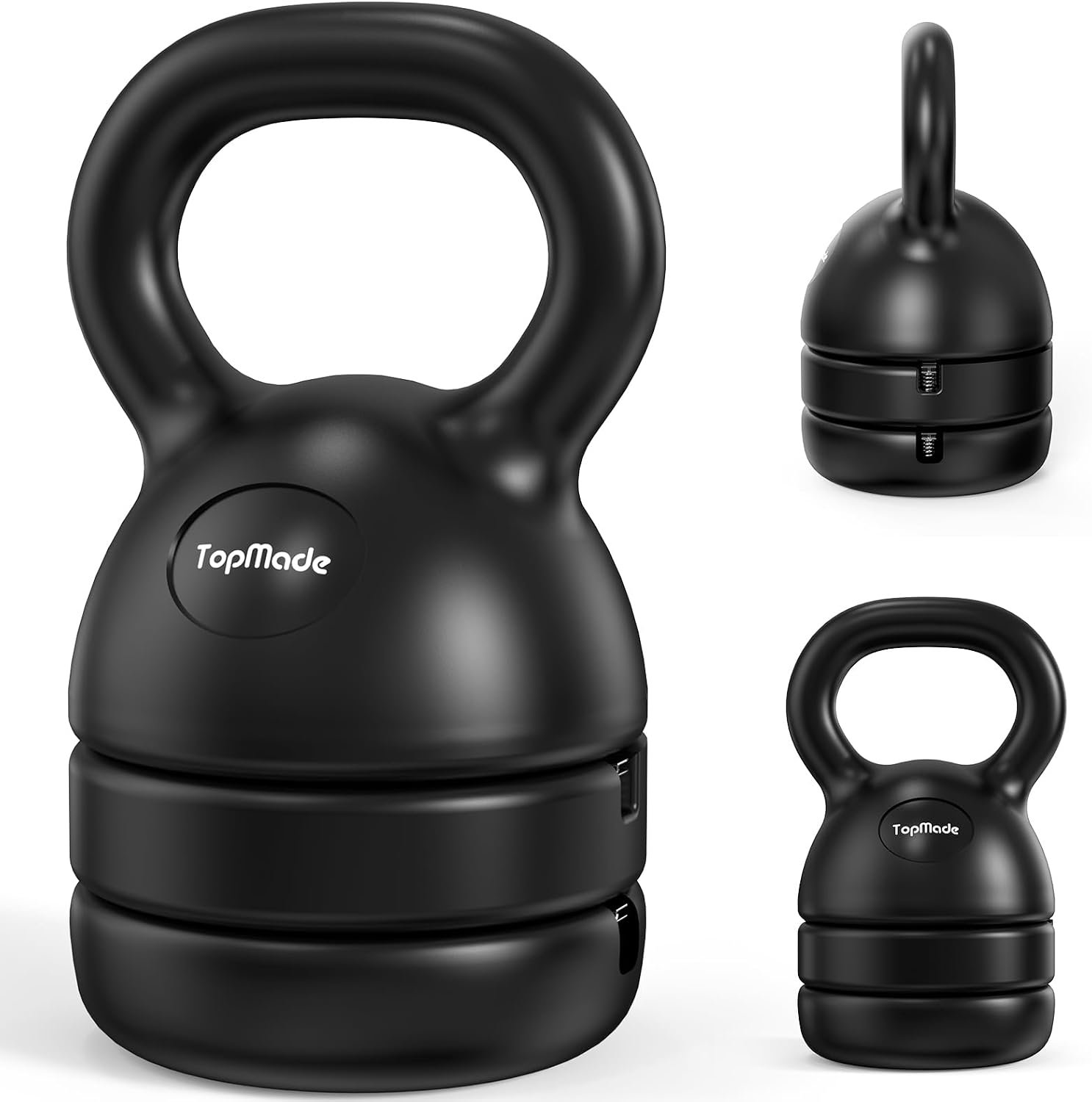 TopMade Adjustable Kettlebell Weights Set Cast Iron Exercise Fitness Kettle Ball Grip 5, 8, 9,12lb Free Weight Men Women Kettlebells for Home Gym Workout Ballistic, Core,Strength Training