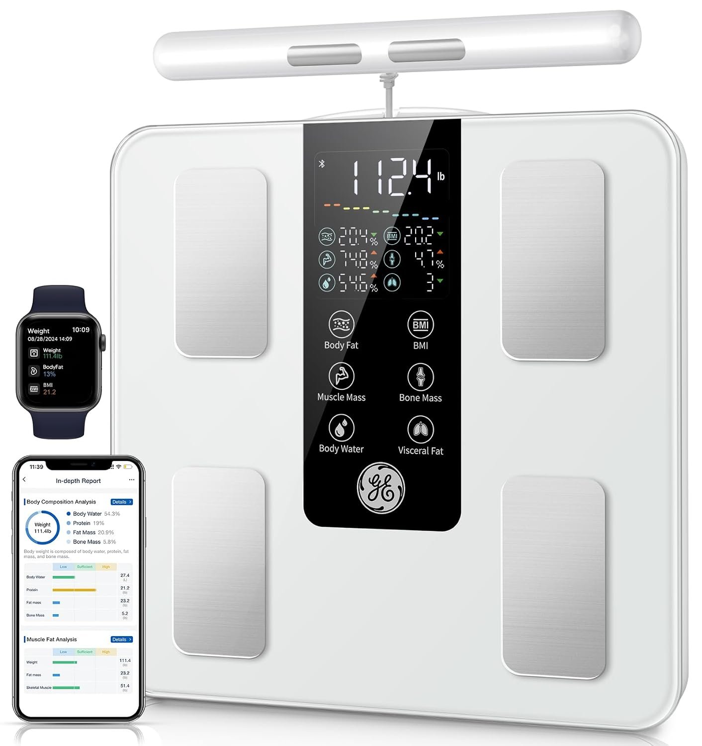 GE Smart Scale for Body Weight: Full Body Composition Analyzer, 50+ Metrics