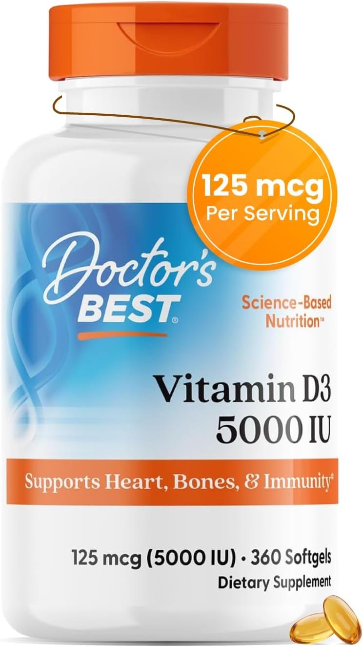 Doctor’s BEST Vitamin D3 5000 IU Softgels for Men & Women, 360 Softgels