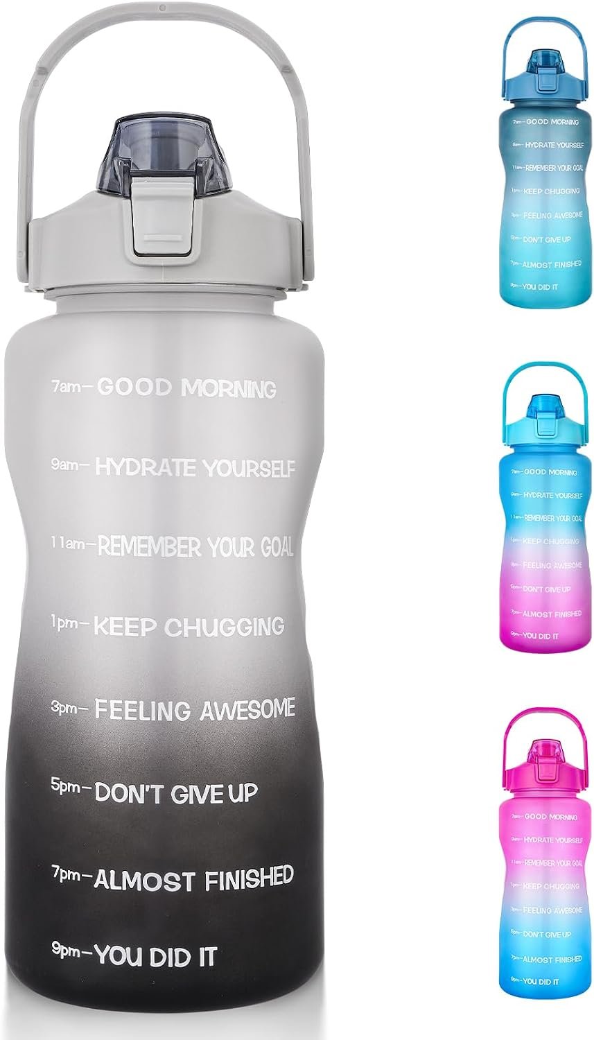 EYQ 64oz Water Bottle with Time Marker