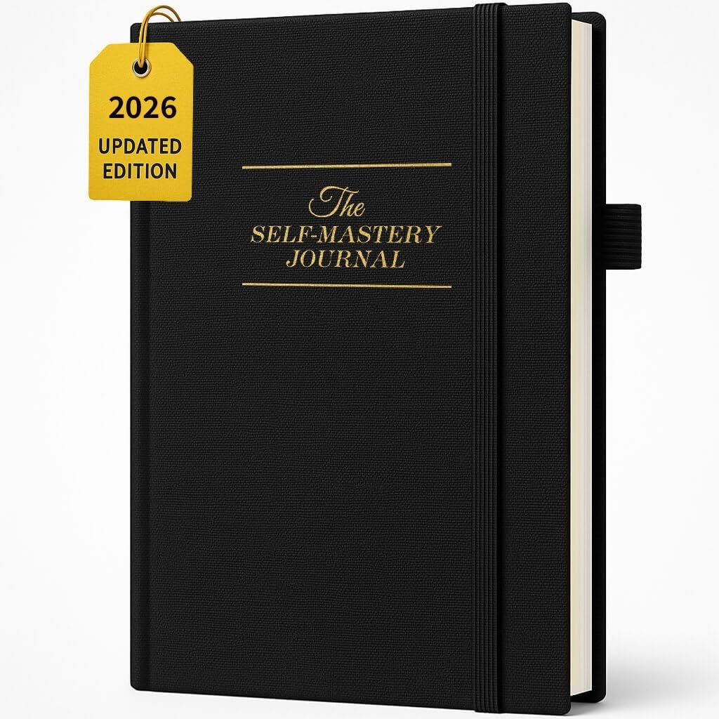 Self-Mastery Journal for Men 2026- Gratitude Journal for Daily Reflection, Mindfulness, and Self-Care – Guided Manifestation Journals – Inspirational Goal Journals with Pen Holder (Black)