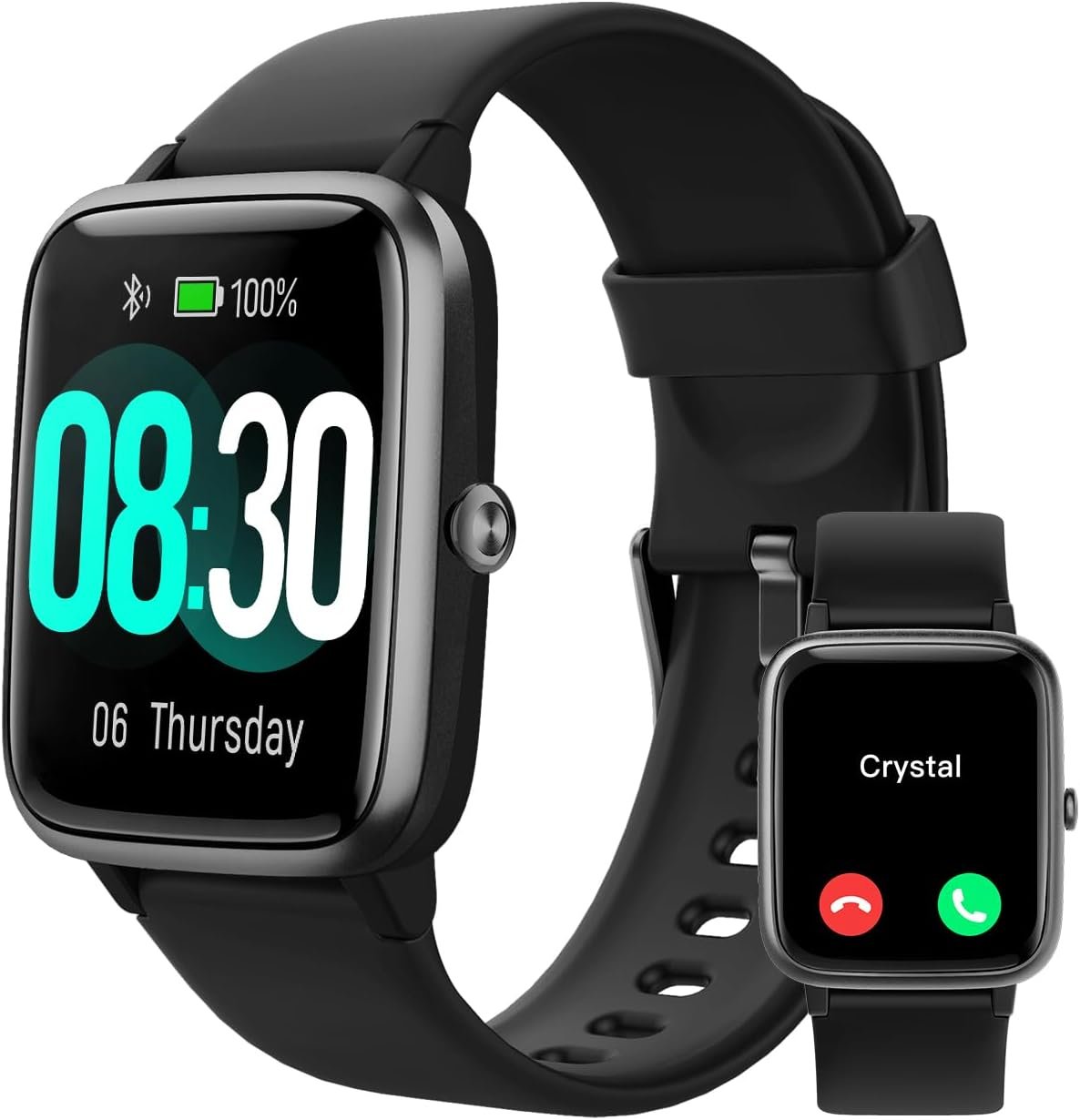 GRV Smart Watch for Men Women, Bluetooth Call, for iPhone Android Black